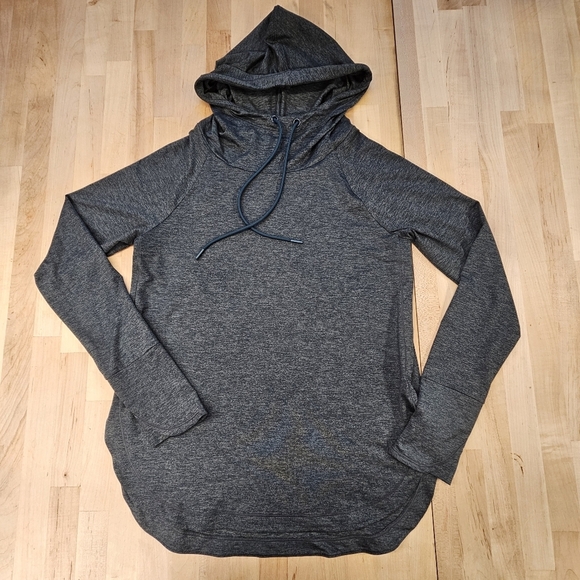 Athleta Tops - Athleta Uptempo Hoodie Women’s Size Small Gray Heather Thumbholes Drawstring